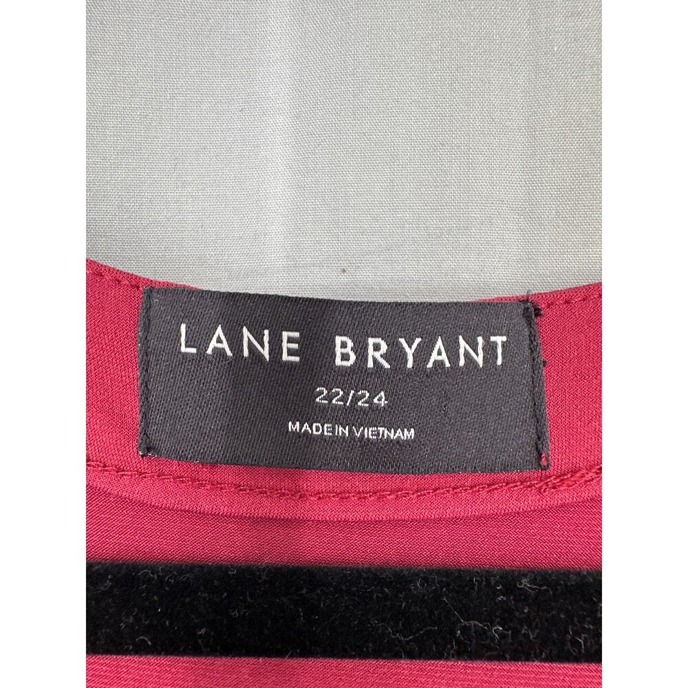 Lane Bryant Dress 22 24 Red Knee Length V Neck Office Capsule Stretch - Picture 2 of 8